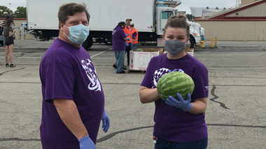Hollywood Dayton employees volunteering at The Foodbank, Inc. in Dayton, OH