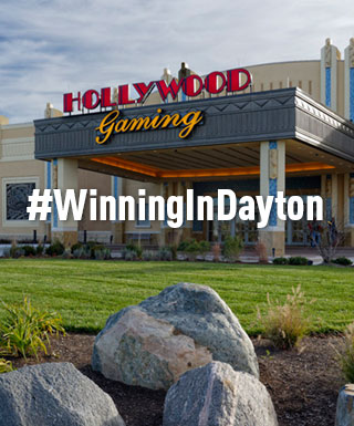 exterior shot of Hollywood Gaming at Dayton Raceway with text: "#WinningInDayton"