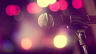 generic microphone image with bokeh light background